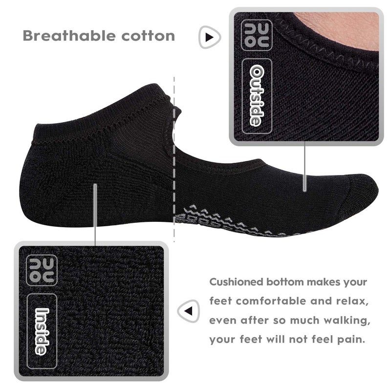 unenow Non Slip Grip Yoga Socks for Women with Cushion for Pilates, Barre, Dance - Image 3